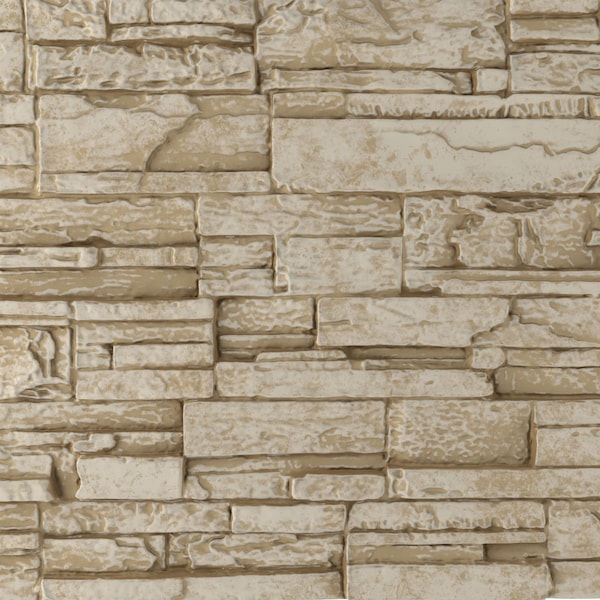 Ekena Millwork 9"W x 8"H Cascade Stacked Stone, StoneWall Faux Stone Siding Panel, Sandstone PNUCASD-MAT-SAMPLE - main